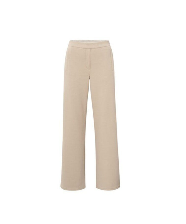 YAYA High-Waisted Wide-Leg Trousers- Twill Beige