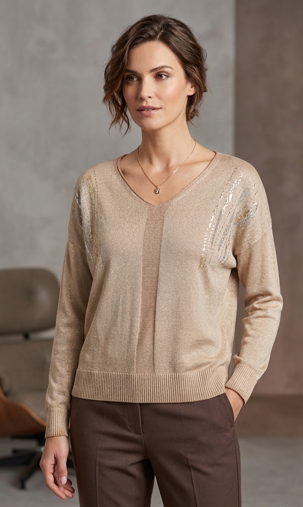 Made in Italy- UB Creative Knit Top - Camel