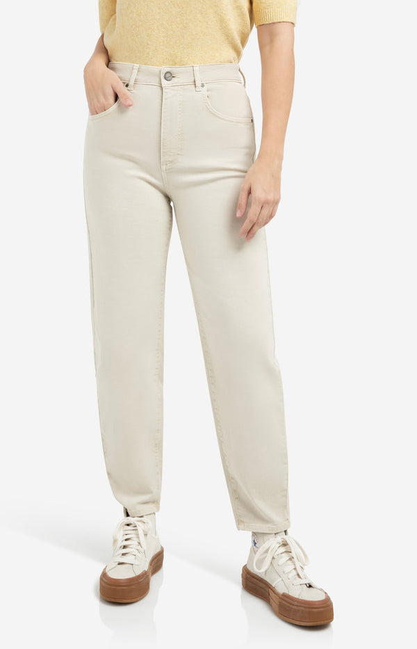 YAYA Barrel jeans with visible back seams and soft wash - Sandstone Beige