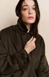 YAYA Long Lenth Oversized Suedine Coat - Brown