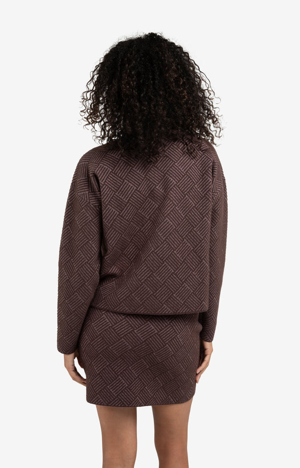 YAYA Jacquard Sweater - Fudge Purple Dessin