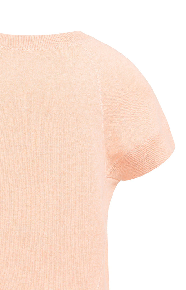 YAYA Short Sleeve Sweater with Stitch Details-Peach Palazzo Orange