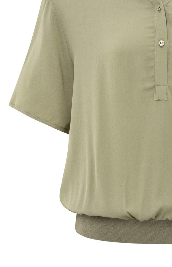 YAYA Woven Polo - Soft Green
