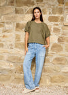 YAYA Loose Fit Straight Denim - Mid Blue