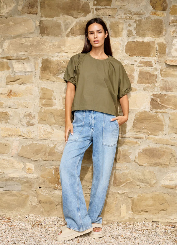 YAYA Loose Fit Straight Denim - Mid Blue