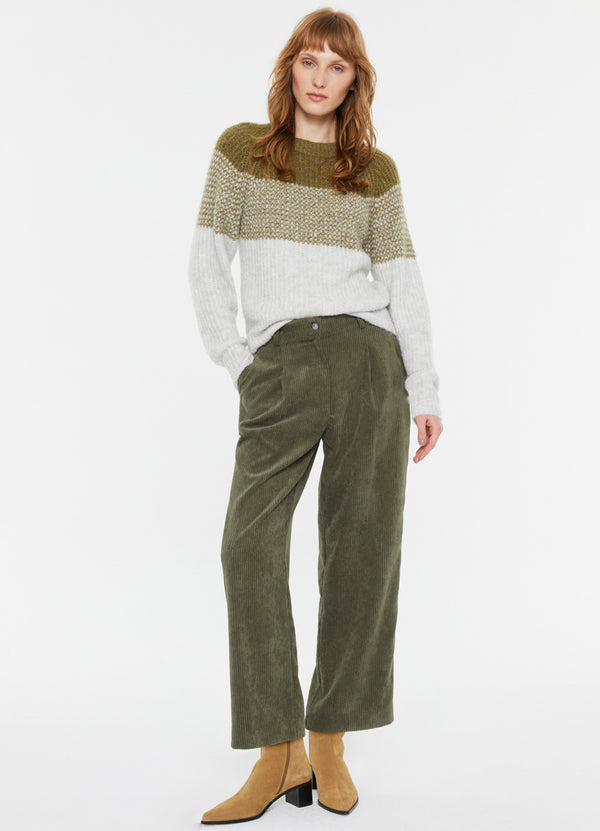 ANDAMRound Neck Sweater - Khaki