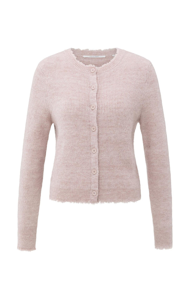 YAYA Melange Yam Cardigan - Shadow Gray Pink Mel