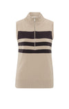 Yaya Sleeveless sweater with block stripes and half-zip
