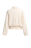 YAYA Linen Blouse Jacket with Collar & Elasticated Hem - Cloud Cream White