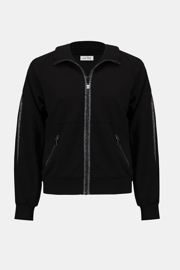 Joseph Ribkoff Zipper Collared Top - Black