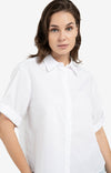 YAYAShort Roll- Up Sleeve Blouse With Collar