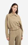YAYA Short Woven Oversized Jacket - Khaki Green