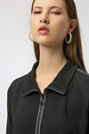 Joseph Ribkoff Zipper Collared Top - Black