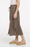 YAYA Midi Skirt with Wrap Effect & Tie belt - Washed Brown