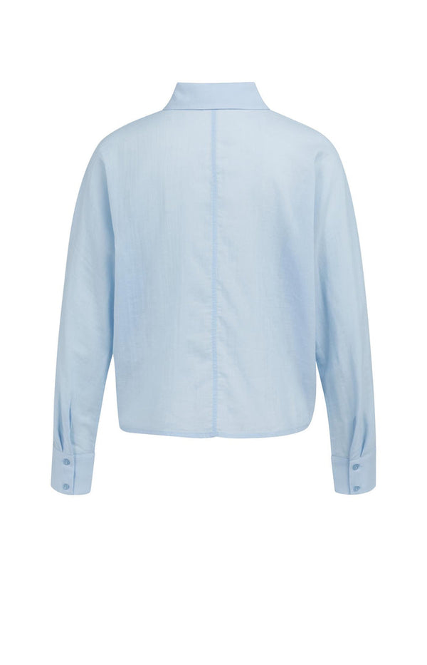 YAYA Blouse with Diagonal Seams & Button Details - Light Blue