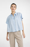 YAYA Sleeveless Blouse with Button Details - Light blue