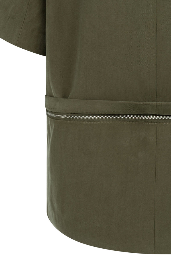 YAYA Woven Blazer with Short Sleeves & detachable zip hem
