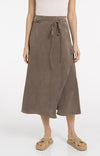 YAYA Midi Skirt with Wrap Effect & Tie belt - Washed Brown