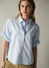 YAYAShort Roll- Up Sleeve Blouse With Collar