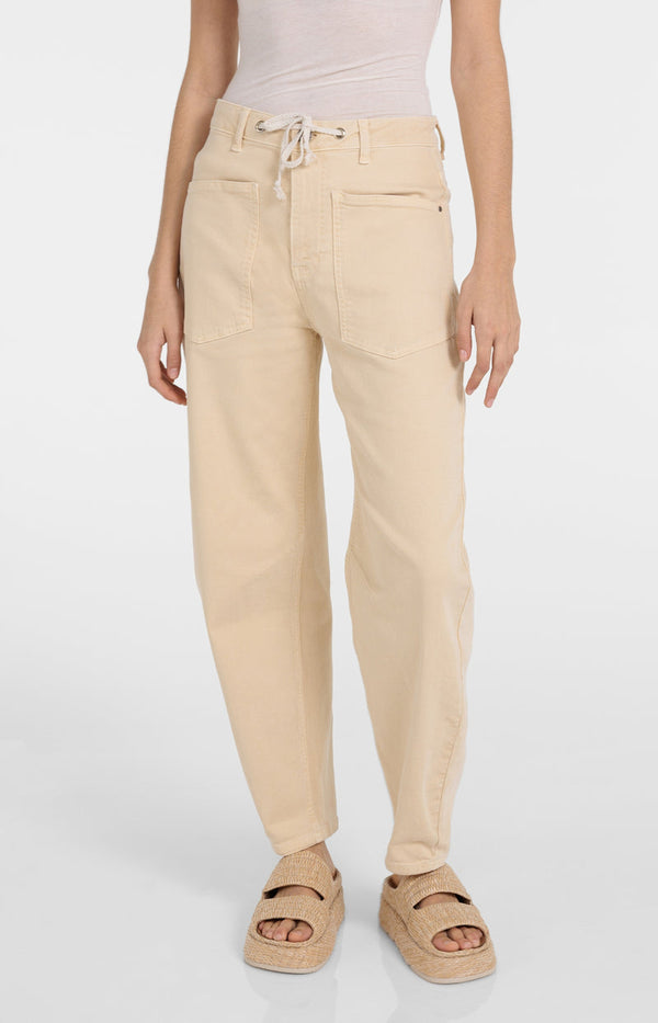 YAYA Coloured Denim with Drawstring - Warm Beige