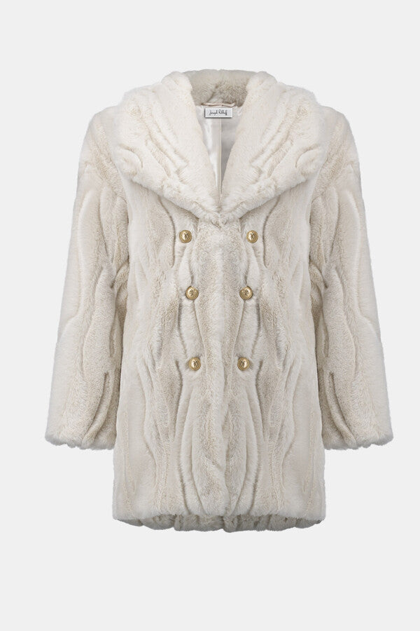 Joseph Ribkoff Textured Faux Fur Shawl Collar Coat