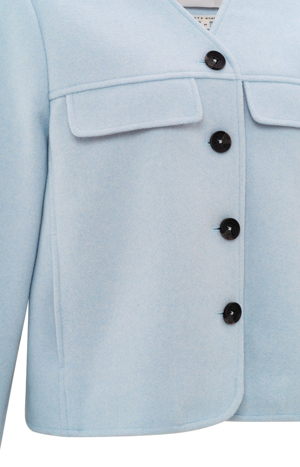 YAYA Soft Short Jacket - Gray Dawn Blue Melange