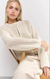YAYA Mesh Stitch Cardigan - Twill Beige