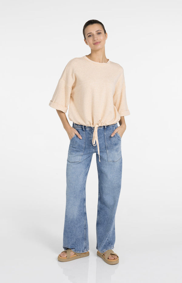 YAYA Loose Fit Straight Denim - Mid Blue