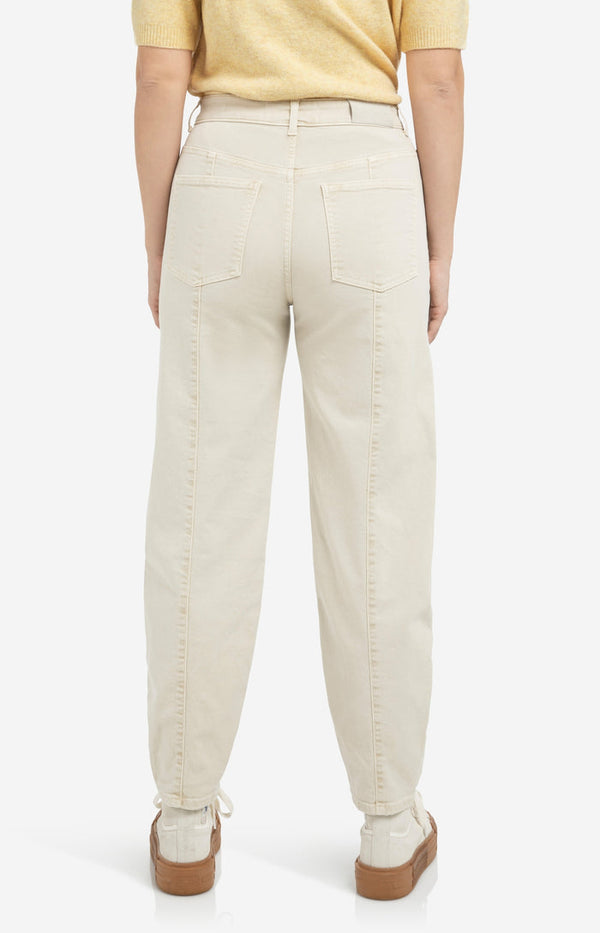 YAYA Barrel jeans with visible back seams and soft wash - Sandstone Beige
