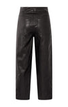 YAYA Faux Leather Carrot Fit Trouser - Anthracite Brown