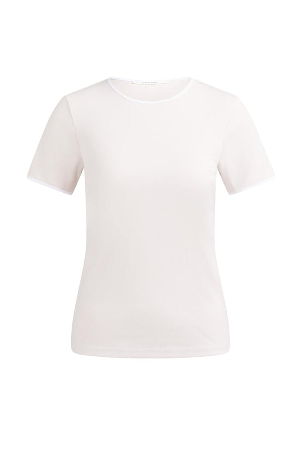 YAYA T-shirt with contrasting trim and round neck -Gray Lilac