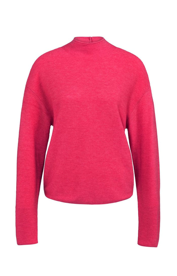 YAYA Textured knit sweater - Rose Red Melange