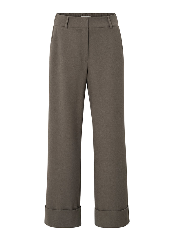 YAYA Soft Woven Structured Trousers - Dark Taupe Grey Mela