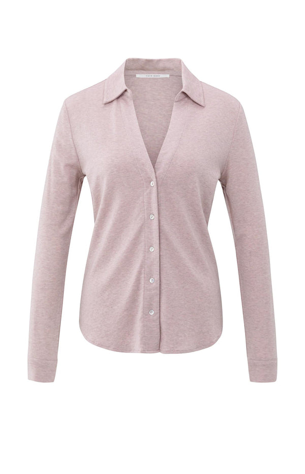 YAYA Jersey Melange Blouse - Shadow Gray Pink Mel