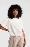 Yaya Jersey top with elastic drawcord-Off White