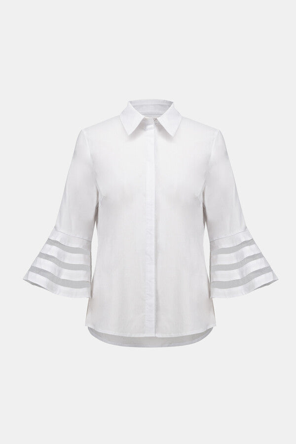 Joseph Ribkoff- Chic Flare-sleeve Blouse - White