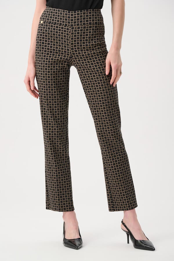 Joseph Ribkoff Geometric Formal Trousers - Black/Beige