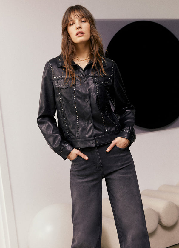 ANDAM Faux leather Jacket With Studs - Black