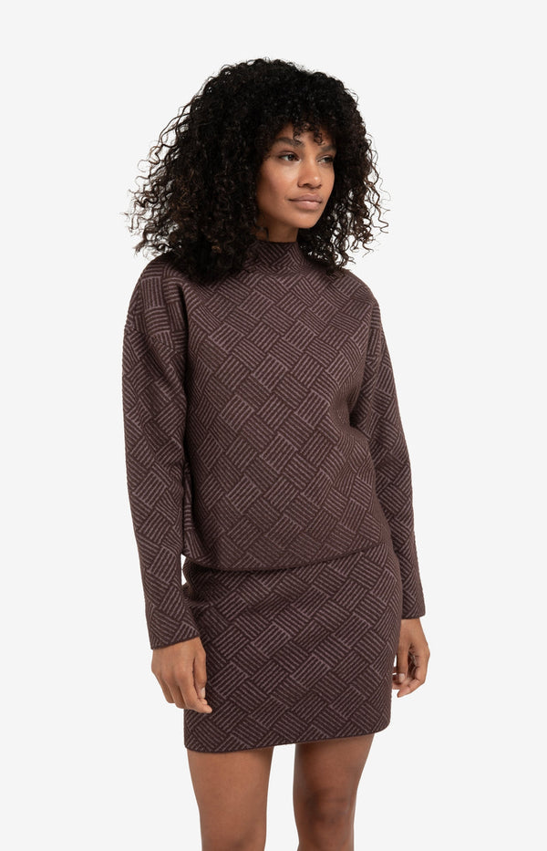 YAYA Jacquard Sweater - Fudge Purple Dessin