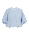 YAYA Woven T-Shirt with Balloon Sleeves and Zip - Light Blue