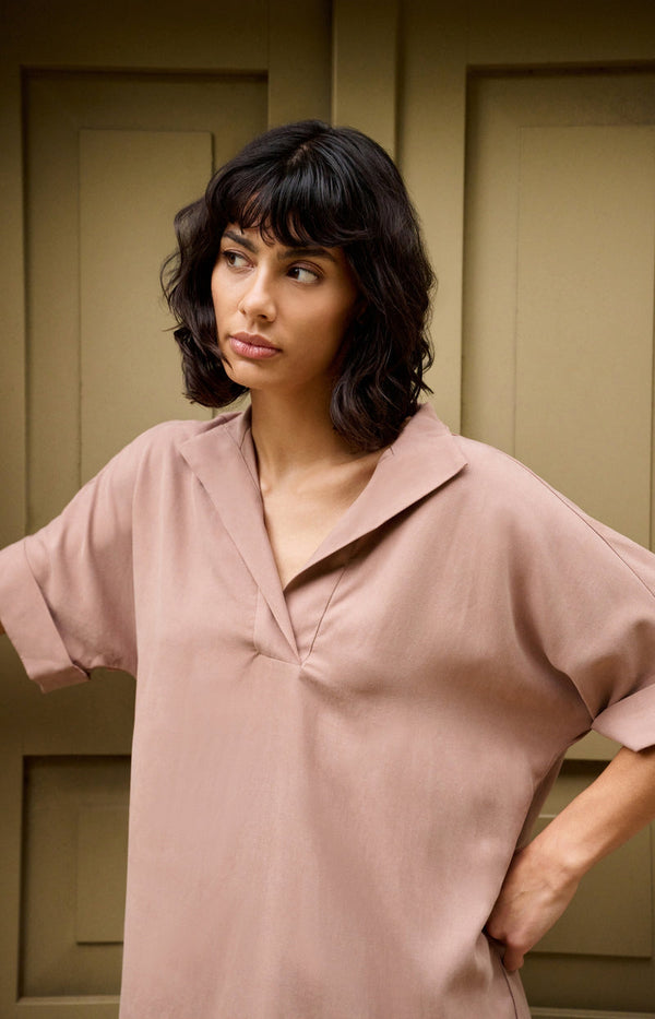 YAYA Dress with Short Sleeves and Polo collar