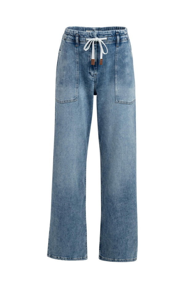 YAYA Loose Fit Straight Denim - Mid Blue