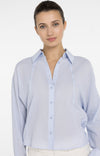 YAYA Blouse with Diagonal Seams & Button Details - Light Blue