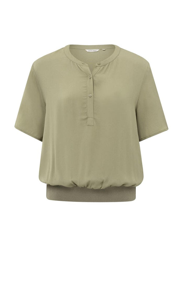 YAYA Woven Polo - Soft Green