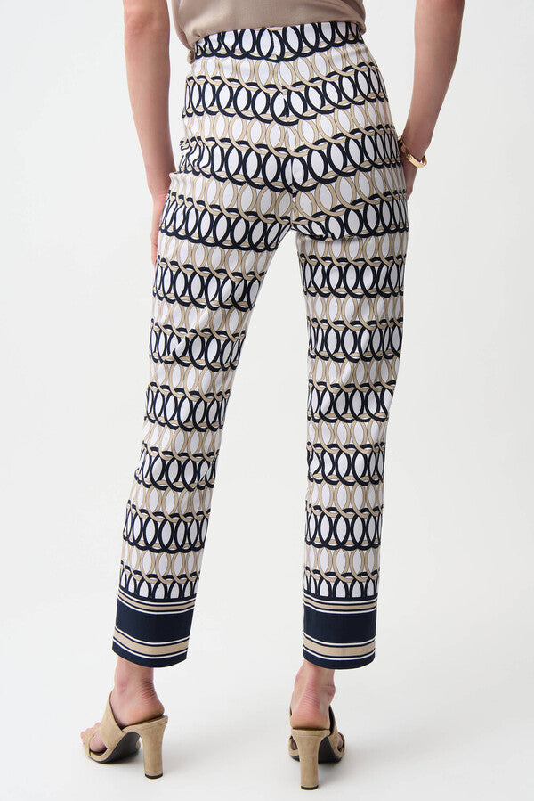 Joseph Ribkoff Patterned Slim Trousers - Vanilla/Multi