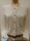 Made in Italy - UB Creations Callie soft knit antique button cardigan - White (Available in Navy)