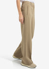 Yaya Wide Leg Tailored Trouser with Side Stitching - Khaki Green