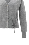 YAYA V-neck Tie Waist Cardigan-Medium Grey Melange