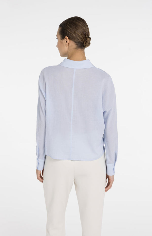 YAYA Blouse with Diagonal Seams & Button Details - Light Blue