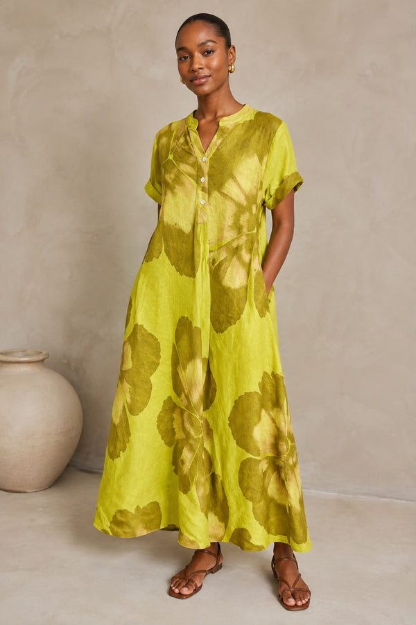 Made in Italy 100% Linen Dress - Green